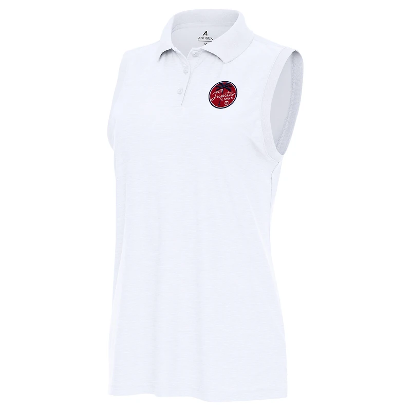 Women's Antigua White TGL Jupiter Links Golf Club Recap Sleeveless Performance Polo