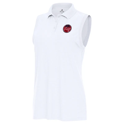 Women's Antigua White TGL Jupiter Links Golf Club Recap Sleeveless Performance Polo