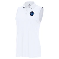 Women's Antigua White TGL New York Golf Club Recap Sleeveless Performance Polo