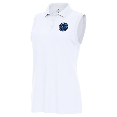 Women's Antigua White TGL New York Golf Club Recap Sleeveless Performance Polo