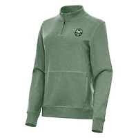 Women's Antigua Heather Green Boston Common Golf Crush Quarter-Zip Sweatshirt