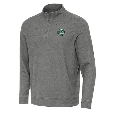 Men's Antigua Heather Black The Bay Golf Club Subtle Quarter-Zip Sweatshirt