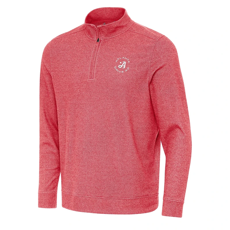 Men's Antigua Heather Red Atlanta Drive GC Subtle Quarter-Zip Sweatshirt
