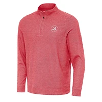 Men's Antigua Heather Red Atlanta Drive GC Subtle Quarter-Zip Sweatshirt