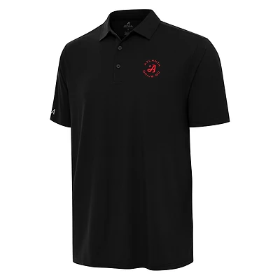 Men's Antigua Black TGL Atlanta Drive GC Era Performance Polo