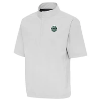 Men's Antigua Gray TGL The Bay Golf Club Brisk Short Sleeve Quarter-Zip Windshirt