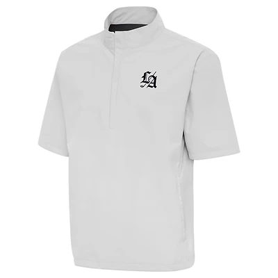Men's Antigua Gray TGL Los Angeles Golf Club Brisk Short Sleeve Quarter-Zip Windshirt