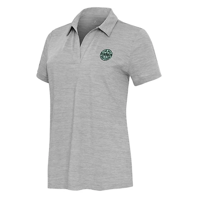 Women's Antigua Heather Gray TGL The Bay Golf Club Layout V-Neck Performance Polo