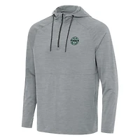 Men's Antigua Heather Gray TGL The Bay Golf Club Spikes Quarter-Zip Hoodie