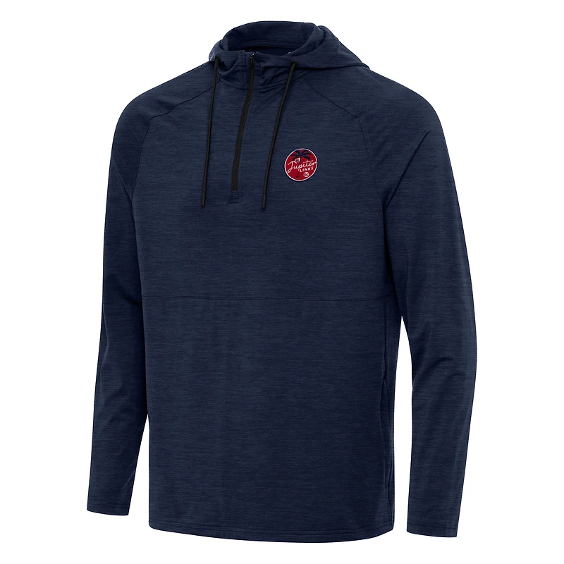 Men's Antigua Heather Navy TGL Jupiter Links Golf Club Spikes Quarter-Zip Hoodie