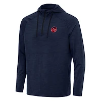 Men's Antigua Heather Navy TGL Jupiter Links Golf Club Spikes Quarter-Zip Hoodie