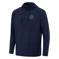Men's Antigua Heather Navy TGL New York Golf Club Spikes Quarter-Zip Hoodie