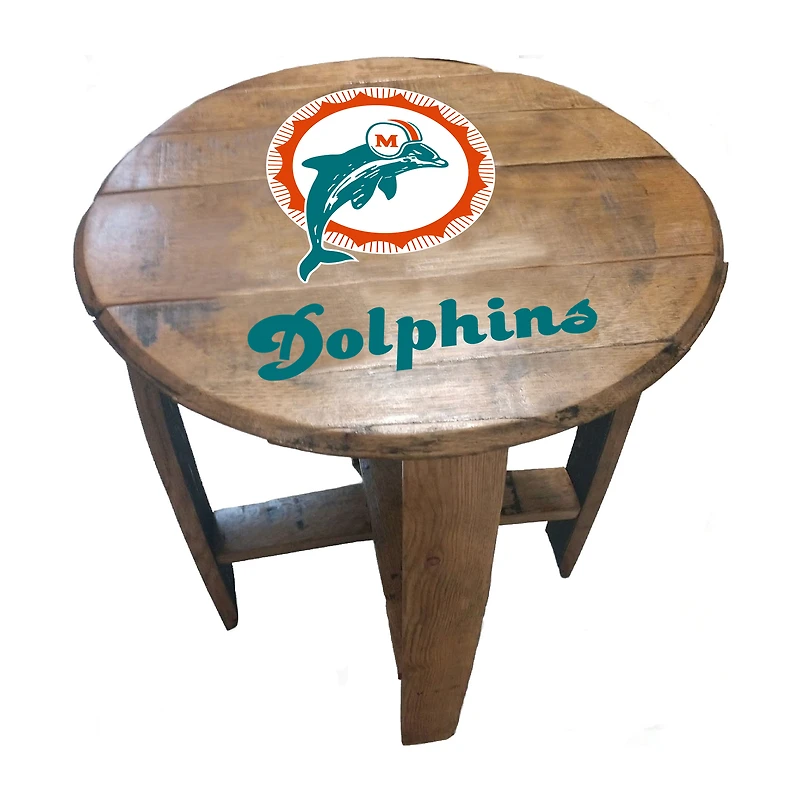 Imperial Miami Dolphins Throwback Logo Oak Barrel Table
