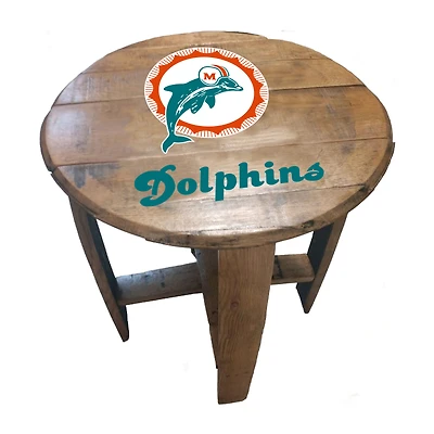 Imperial Miami Dolphins Throwback Logo Oak Barrel Table