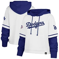 Women's '47 White Los Angeles Dodgers Trifecta Shortstop Cropped Pullover Hoodie