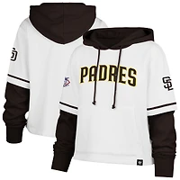 Women's '47 White San Diego Padres Trifecta Shortstop Cropped Pullover Hoodie