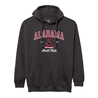 Men's League Collegiate Wear Black Alabama Crimson Tide Arch Script Essential Fleece 2.0 Pullover Hoodie