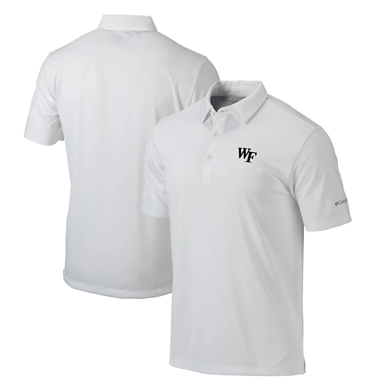 Men's Columbia White Wake Forest Demon Deacons Omni-Wick Drive Polo