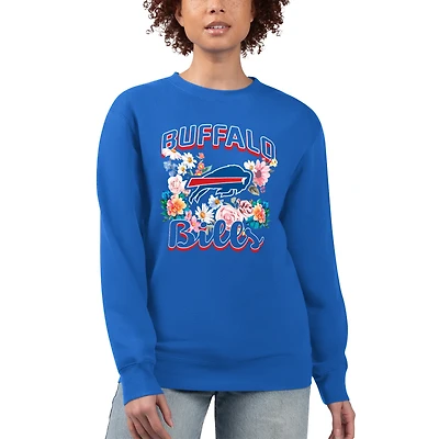Women's G-III 4Her by Carl Banks  Royal Buffalo Bills Flower Logo Graphic Fleece Pullover Sweatshirt
