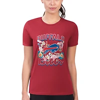 Women's G-III 4Her by Carl Banks Red Buffalo Bills Super-Slim Fit Lightweight Flowers Team Logo Graphic T-Shirt