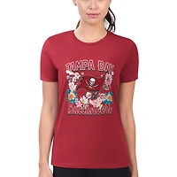 Women's G-III 4Her by Carl Banks Red Tampa Bay Buccaneers Super-Slim Fit Lightweight Flowers Team Logo Graphic T-Shirt