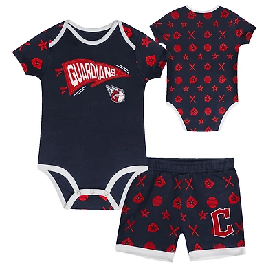 Infant  Navy Cleveland Guardians On Deck 2-Piece Diaper Cover Set