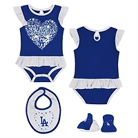 Newborn  Blue Los Angeles Dodgers Fan Cheer Bodysuit, Bib & Bootie Set