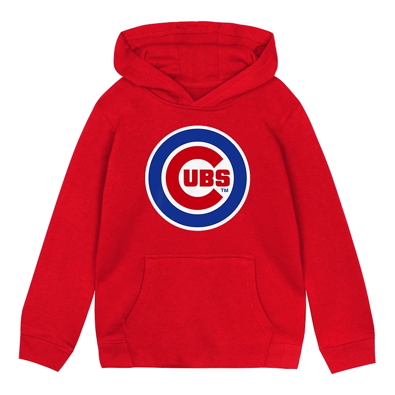 Toddler Red Chicago Cubs Primary Logo Fleece Pullover Hoodie