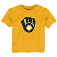 Toddler  Gold Milwaukee Brewers Primary Logo T-Shirt