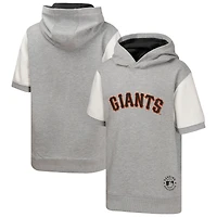Youth  Heather Gray San Francisco Giants Line Up Short Sleeve Pullover Hoodie