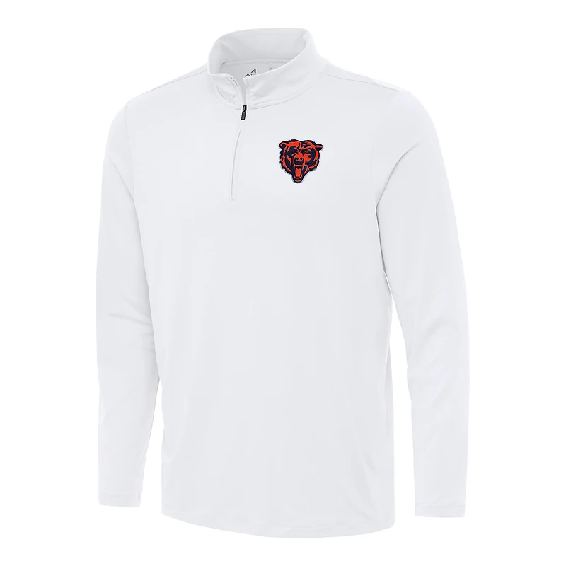 Men's Antigua White Chicago Bears Reprocess Quarter-Zip Top
