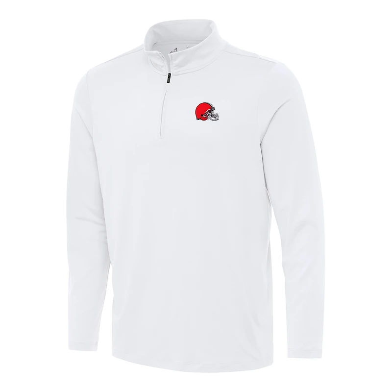 Men's Antigua White Cleveland Browns Reprocess Quarter-Zip Top
