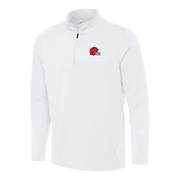 Men's Antigua White Cleveland Browns Reprocess Quarter-Zip Top