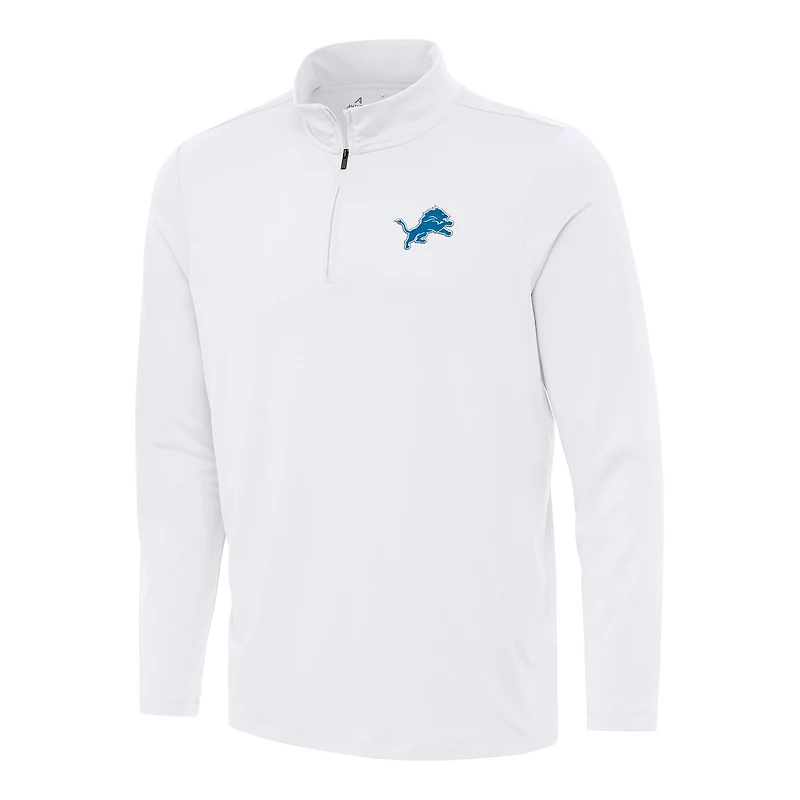 Men's Antigua White Detroit Lions Reprocess Quarter-Zip Top