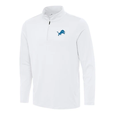 Men's Antigua White Detroit Lions Reprocess Quarter-Zip Top