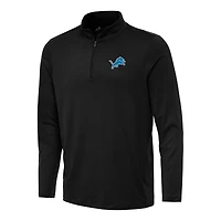 Men's Antigua Black Detroit Lions Reprocess Quarter-Zip Top