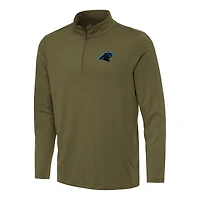 Men's Antigua Olive Carolina Panthers Reprocess Quarter-Zip Top