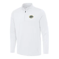 Men's Antigua White Green Bay Packers Reprocess Quarter-Zip Top