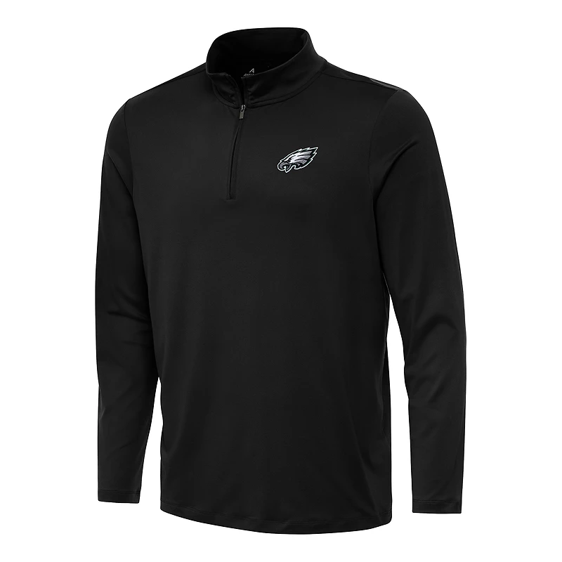 Men's Antigua Black Philadelphia Eagles Reprocess Quarter-Zip Top