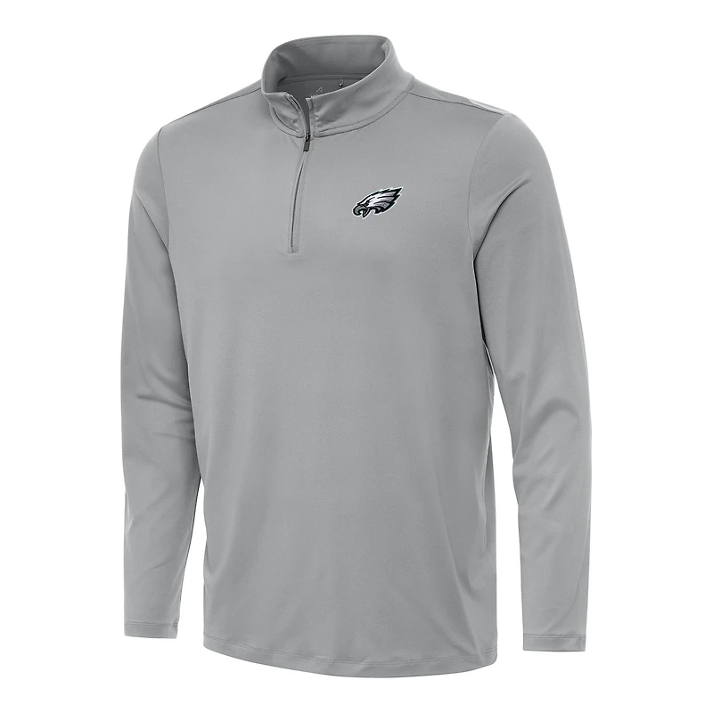 Men's Antigua Gray Philadelphia Eagles Reprocess Quarter-Zip Top