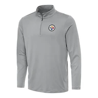 Men's Antigua Gray Pittsburgh Steelers Reprocess Quarter-Zip Top