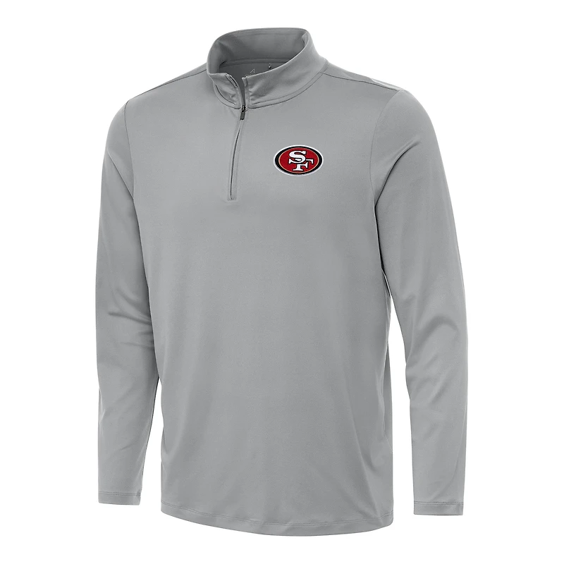 Men's Antigua Gray San Francisco 49ers Reprocess Quarter-Zip Top