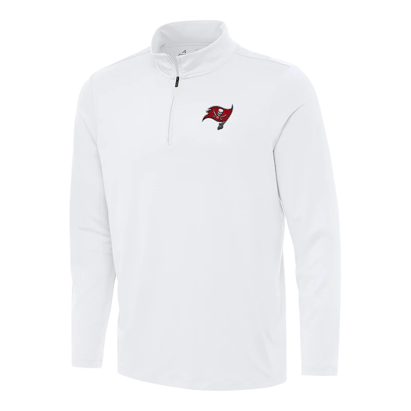 Men's Antigua White Tampa Bay Buccaneers Reprocess Quarter-Zip Top