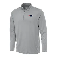 Men's Antigua Gray New England Patriots Reprocess Quarter-Zip Top