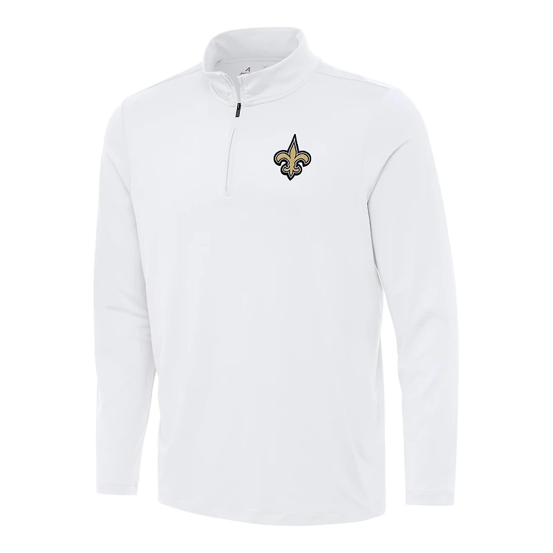 Men's Antigua White New Orleans Saints Reprocess Quarter-Zip Top