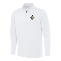 Men's Antigua White New Orleans Saints Reprocess Quarter-Zip Top