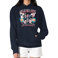Women's G-III 4Her by Carl Banks Navy Oklahoma City Thunder Flowers Team Logo Graphic Fleece Pullover Hoodie