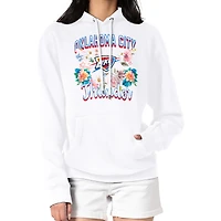 Women's G-III 4Her by Carl Banks White Oklahoma City Thunder Flowers Team Logo Graphic Fleece Pullover Hoodie