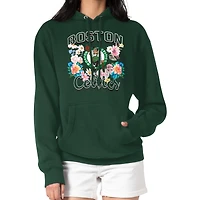 Women's G-III 4Her by Carl Banks Green Boston Celtics Flowers Team Logo Graphic Fleece Pullover Hoodie