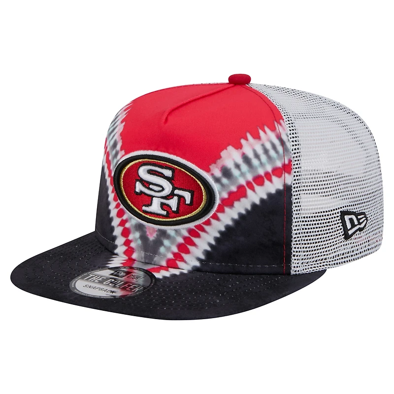 Men's New Era Scarlet/Black San Francisco 49ers Throwback Dye Golfer Snapback Hat